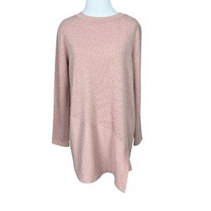 Clara Sun Woo Sweater Top Women Small Peach Pink Oversized Relaxed‎ Asymmetrical